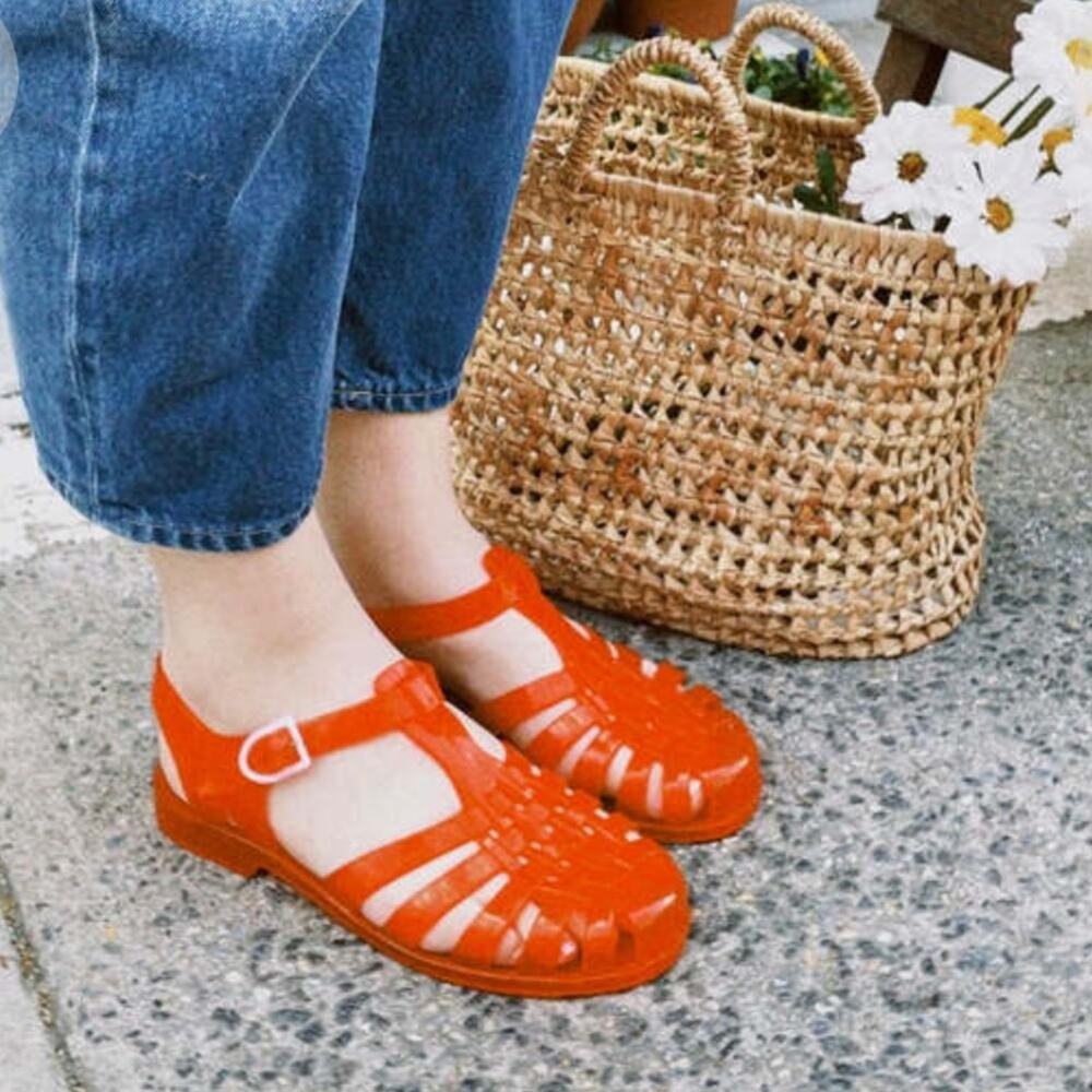 Dolce Vita Jellies Orange Jelly Sandals DV8 Cage Fisherman Shoe Y2K Style Size 7